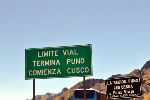 bus from cusco to puno traveling through the andean highlands