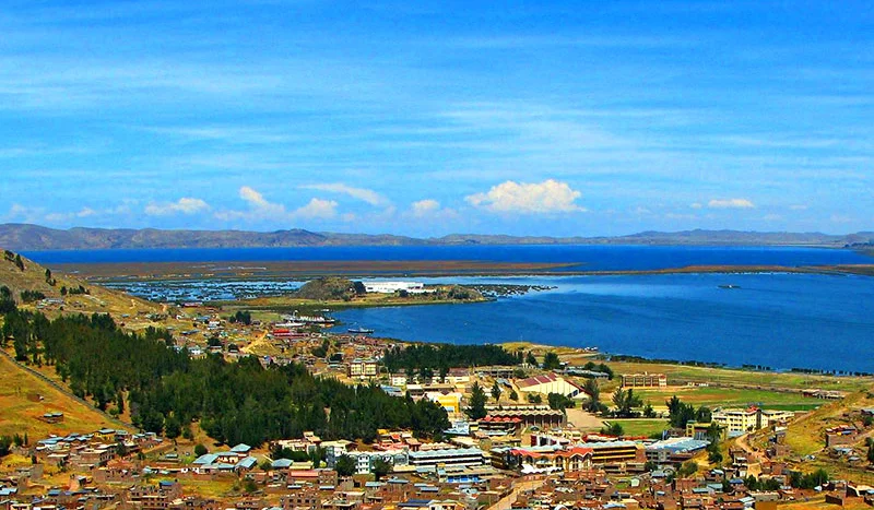 puno city lake titicaca panoramic view peru