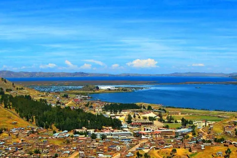 puno city lake titicaca panoramic view peru