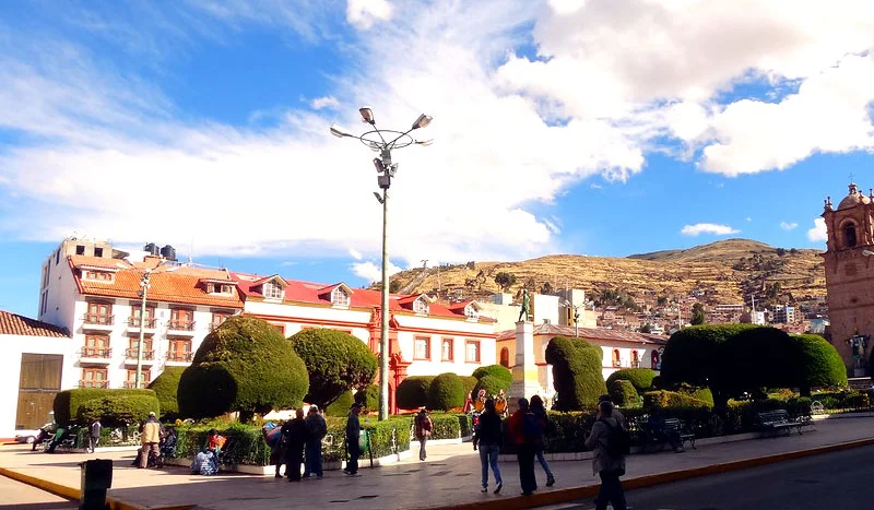 lake titicaca panoramic view andes peru
