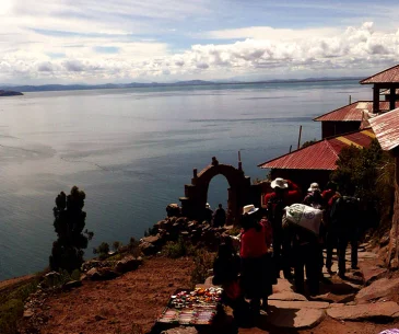 lake titicaca aerial view puno peru