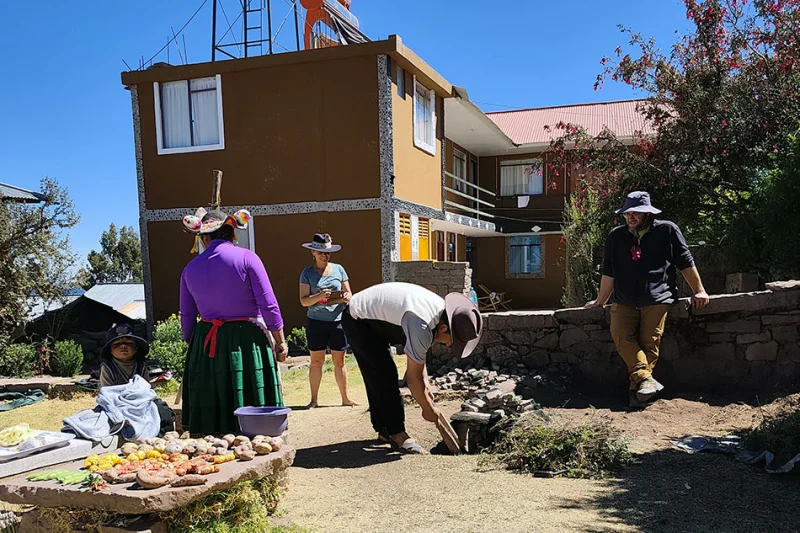 Traditional homestay houses on the Llachon peninsula at Lake Titicaca