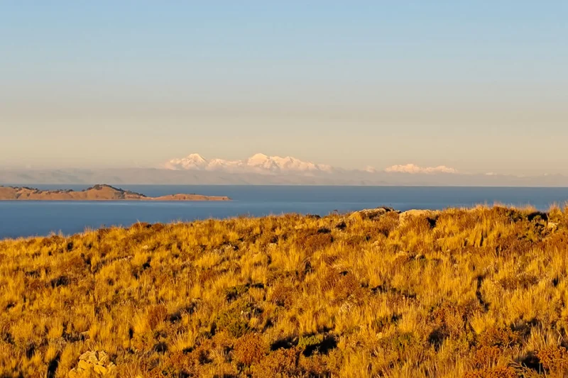Lake Titicaca blue sky sunny weather Puno